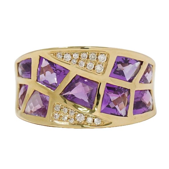 Amethyst 2.6ct Diamond 0.11ct Ring 750 Rose Gold US 7 7.7g - Picture 1 of 9